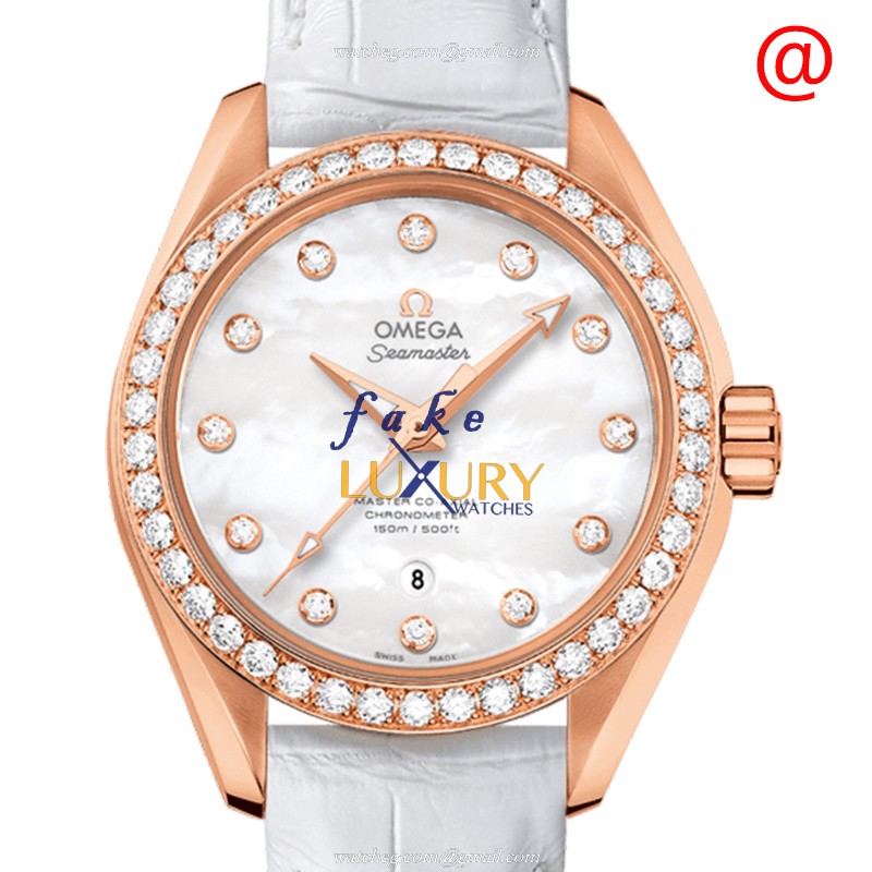 Omega 231.58.34.20.55.003 SEAMASTER 18kt Rose Gold Diamond Replica Automatic Watch - Luxury Replica Watch