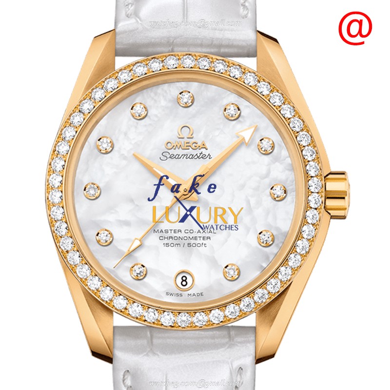 Omega 231.58.39.21.55.002 SEAMASTER Auto 18kt Gold Diamond Replica Watch - Luxury Replica Watch
