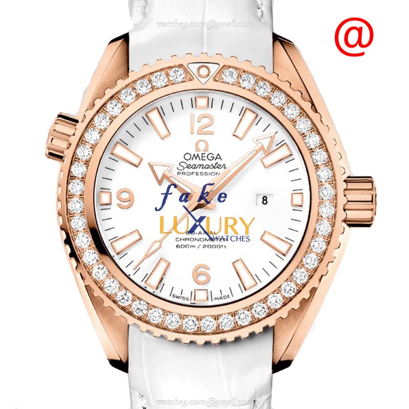Omega Seamaster 232.58.38.20.04.001 Replica Watch, Automatic, White Dial, Rose Gold & Diamonds Case - Luxury Replica Watch