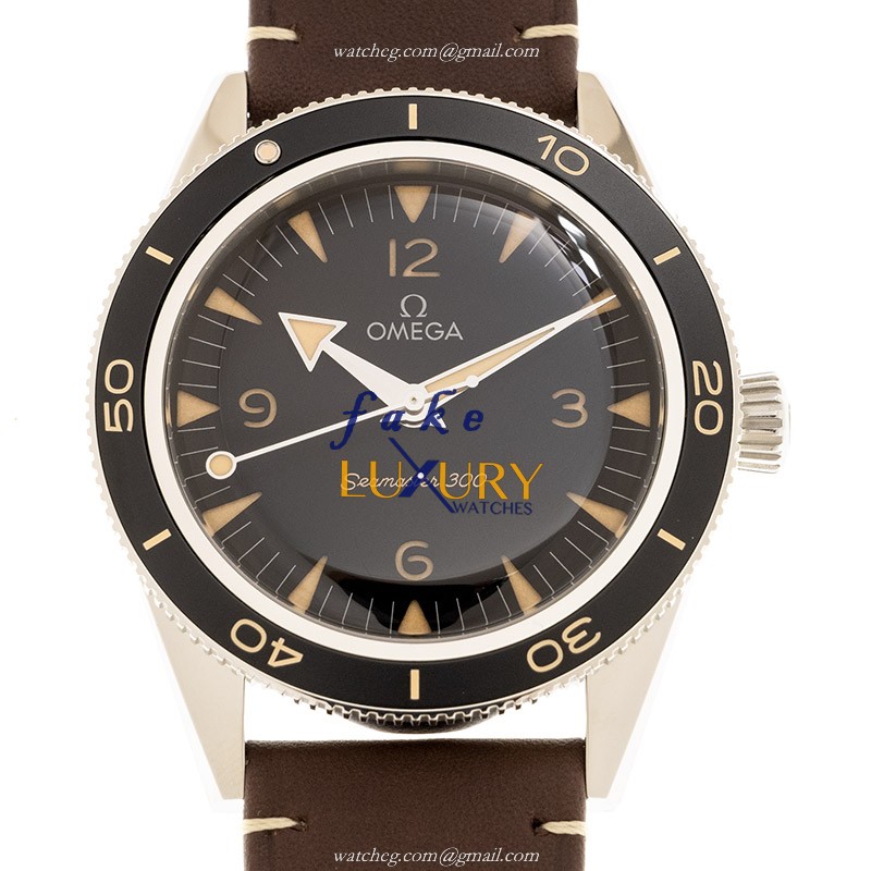 Omega Seamaster 234.32.41.21.01.001 Replica Watch, Black Dial, Steel Case, Brown Leather Strap - Luxury Replica Watch