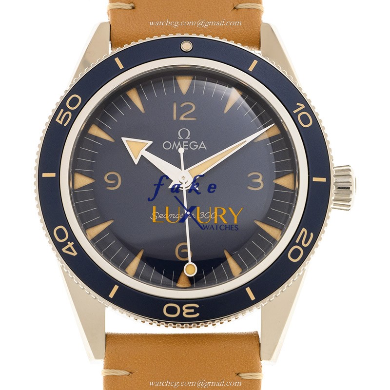 Omega 234.32.41.21.03.001 SEAMASTER Automatic Blue Dial Beige Cowhide Replica Watch - Luxury Replica Watch