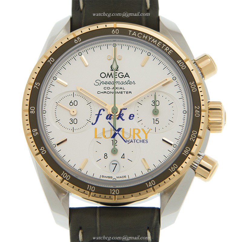 Omega 324.23.38.50.02.001 Speedmaster Replica Watch, Automatic, White Dial, 18kt Gold & Steel Case - Luxury Replica Watch