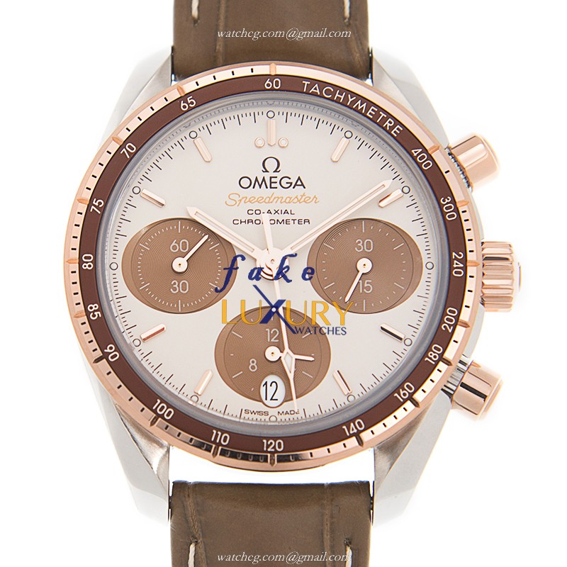 324.23.38.50.02.002 - Omega Speedmaster Replica Watch - 18kt Rose Gold Steel - White Dial - Luxury Replica Watch