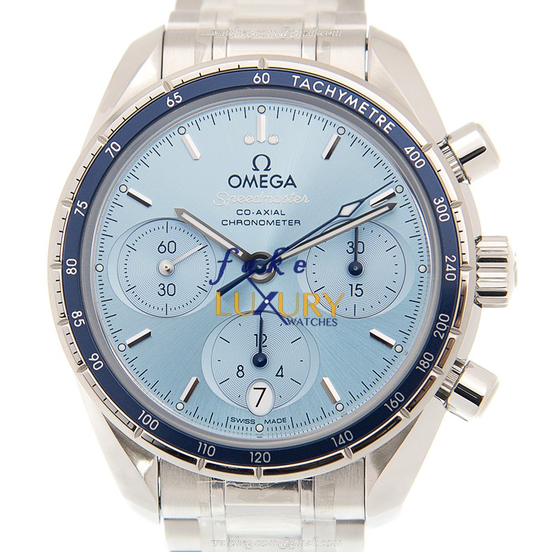 Omega 324.30.38.50.03.001 SPEEDMASTER AUTO Stainless Steel Replica Watch | 38mm Blue Dial Silver - Luxury Replica Watch
