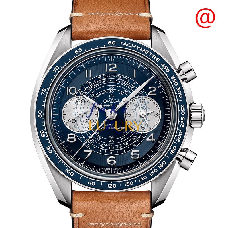 Omega 329.32.43.51.03.001 Speedmaster Manual Wind Stainless Steel Blue Dial Brown Cowhide Strap - Luxury Replica Watch