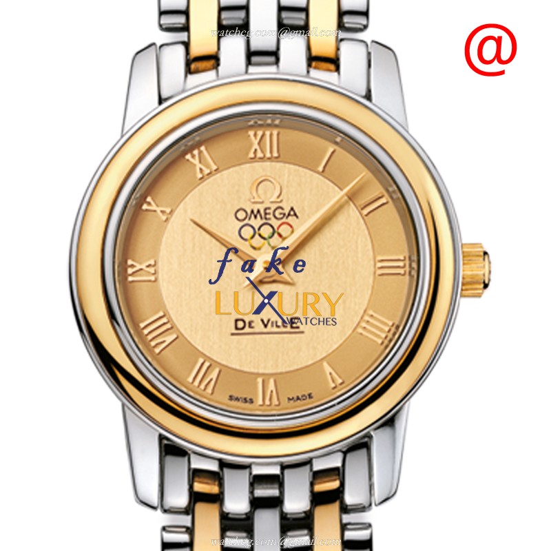 Omega Replica Watch, Automatic Movement, 18kt Gold & Steel Case, Quartz, Yellow Dial, Model No - Luxury Replica Watch
