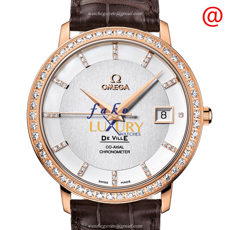 Omega 413.58.37.20.52.001 DE VILLE Automatic 18kt Rose Gold & Diamond Replica Watch, Swiss - Luxury Replica Watch