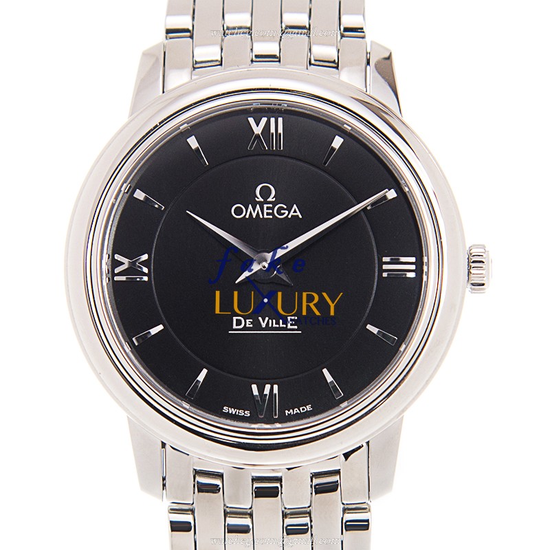 Omega De Ville 424.10.27.60.01.001 - Replica Watch - Quartz - Black Dial - Steel Bracelet - Luxury Replica Watch