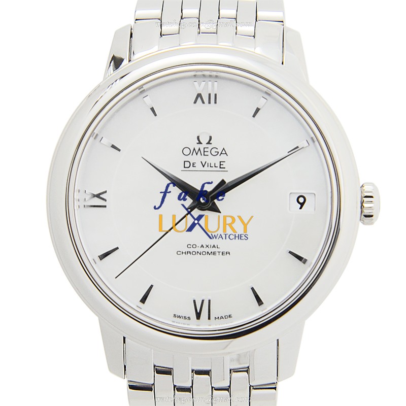Omega 424.10.33.20.05.001 DE VILLE Automatic Stainless Steel Watch, White Dial, Silver Strap - Luxury Replica Watch