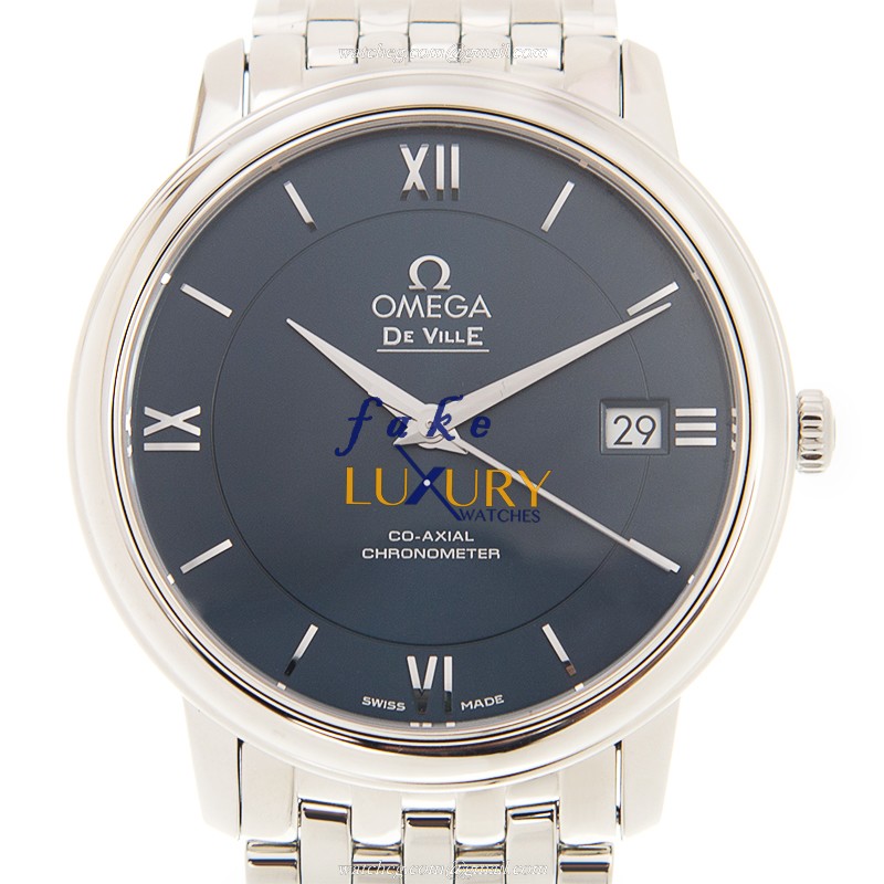 Omega 424.10.37.20.03.001 DE VILLE Automatic Steel Case Blue Dial Replica Watch - Luxury Replica Watch