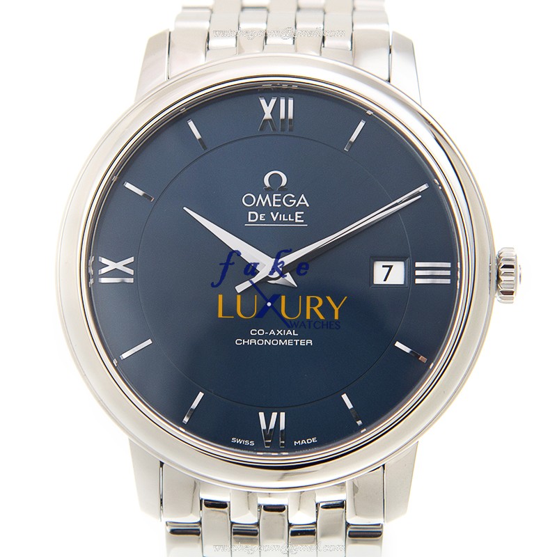 Omega 424.10.40.20.03.001 DE VILLE Automatic Stainless Steel Replica Watch - Blue Dial, Silver Strap - Luxury Replica Watch