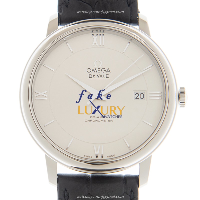Omega 424.13.40.20.02.001 Swiss Automatic Stainless Steel Replica Watch, Black Leather Strap - Luxury Replica Watch