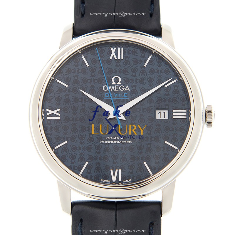 Omega De Ville Replica Watch 424.13.40.20.03.003, Blue Dial, Automatic Movement, Steel Case, Black - Luxury Replica Watch