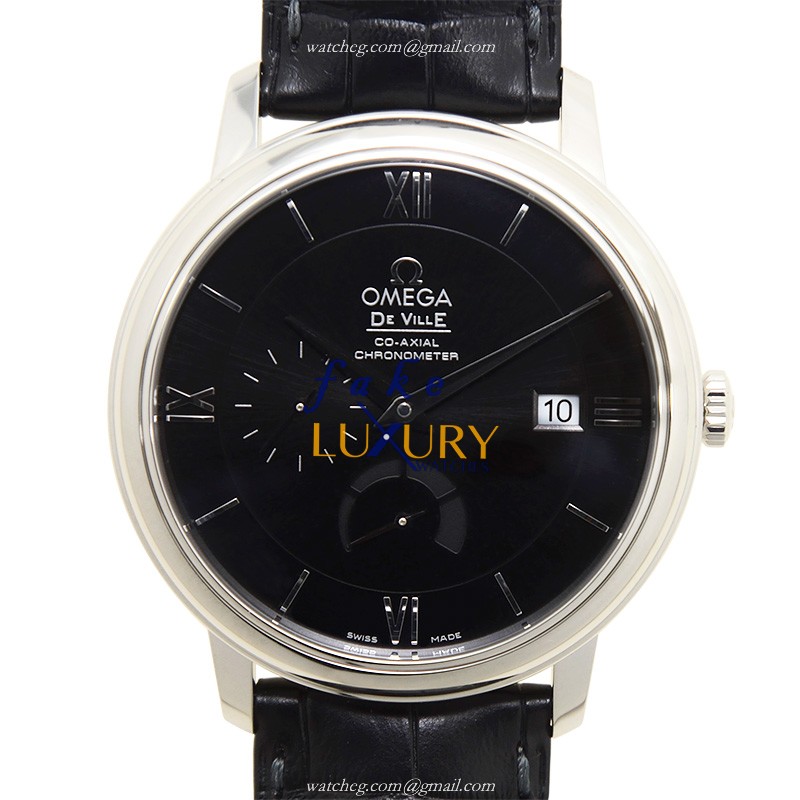 Omega 424.13.40.21.01.001 DE VILLE Automatic Stainless Steel Replica Watch - Black Dial, Leather - Luxury Replica Watch