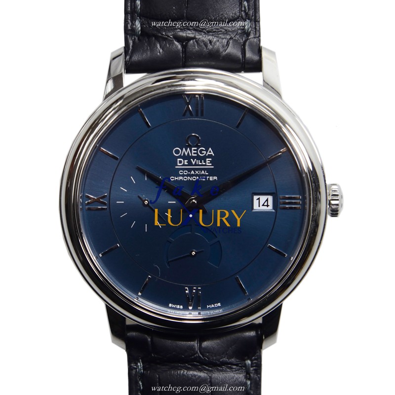 Omega De Ville 424.13.40.21.03.001 Automatic Stainless Steel Dark Blue Dial Alligator Strap Replica - Luxury Replica Watch