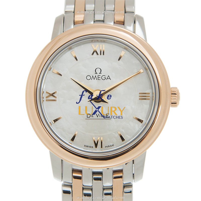 Omega 424.20.24.60.05.002 DE VILLE Quartz 18kt Rose Gold & Steel - Replica Watch - White Dial - Luxury Replica Watch