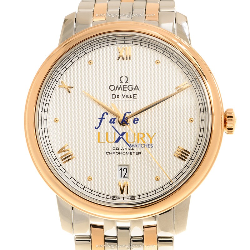Omega De Ville Replica Watch 424.20.40.20.02.004, Automatic Gray Dial 18kt Rose Gold & Steel - Luxury Replica Watch