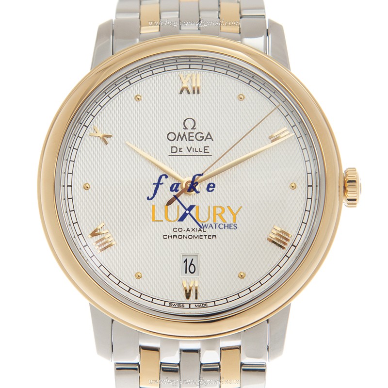 Omega De Ville 424.20.40.20.02.005 - Replica Watch - Automatic - 18kt Gold & Steel Case - Gray Dial - Luxury Replica Watch