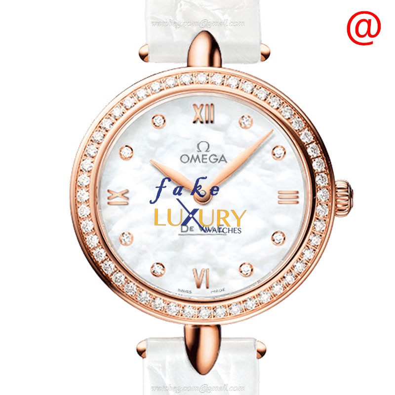 -424.58.27.60.55.002-OMEGA-Replica-Quartz-18kt-Rose-Gold-Diamonds-Watch - Luxury Replica Watch