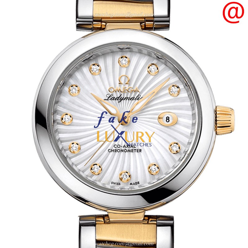 Omega 425.20.34.20.55.002 Replica De Ville Automatic 18kt Gold & Steel 34mm White Dial Sapphire - Luxury Replica Watch