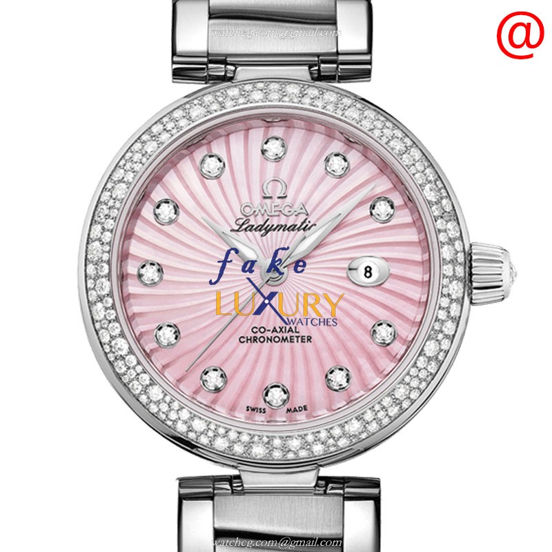 Omega De Ville 425.35.34.20.57.001 Replica Watch Pink Dial Automatic Stainless Steel Diamonds - Luxury Replica Watch