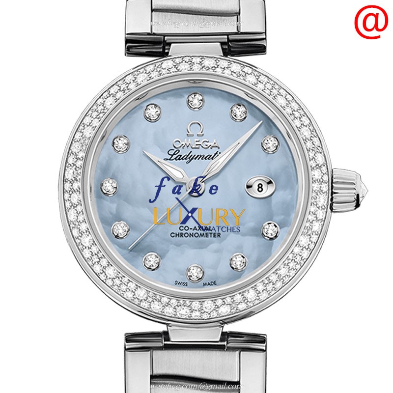 Omega De Ville 425.35.34.20.57.002 Automatic Blue Dial Stainless Steel & Diamonds Replica Watch - Luxury Replica Watch