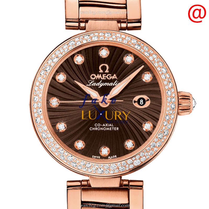 Omega De Ville 425.65.34.20.63.002 | 18kt Rose Gold & Diamonds | Automatic | Brown Dial | Replica - Luxury Replica Watch