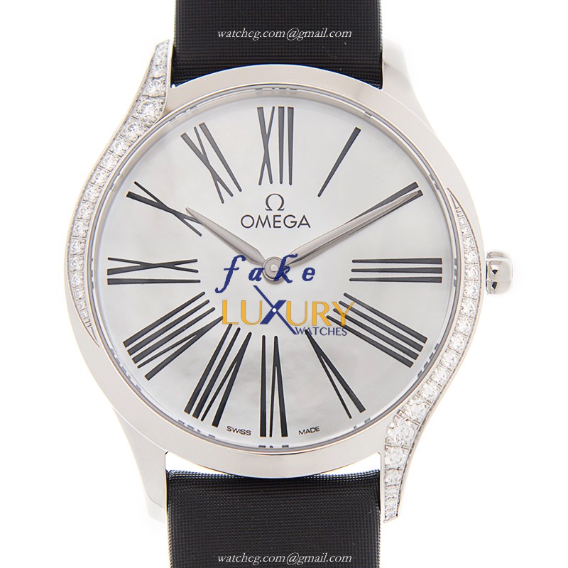 Omega De Ville 428.17.36.60.05.001 Replica Watch White Mother of Pearl Dial Quartz Stainless Steel - Luxury Replica Watch