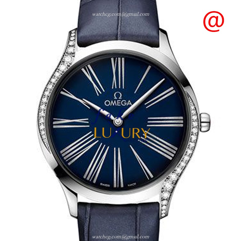 Omega 428.18.36.60.03.001 DE VILLE Quartz Stainless Steel Replica Watch, Blue Dial, Alligator Strap - Luxury Replica Watch