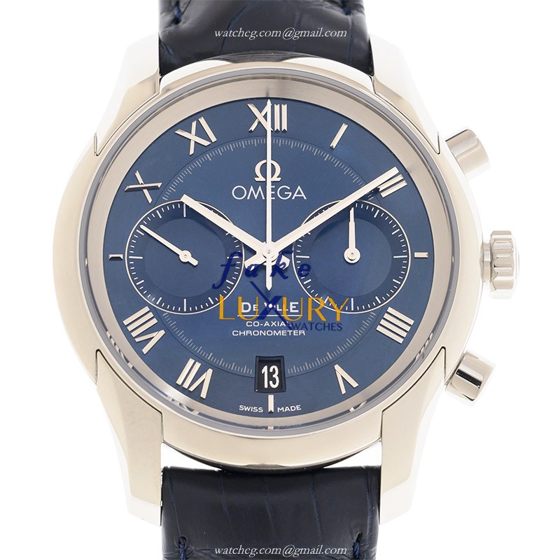 Omega De Ville 431.13.42.51.03.001 Automatic Blue Dial Leather Strap Replica Watch - Luxury Replica Watch