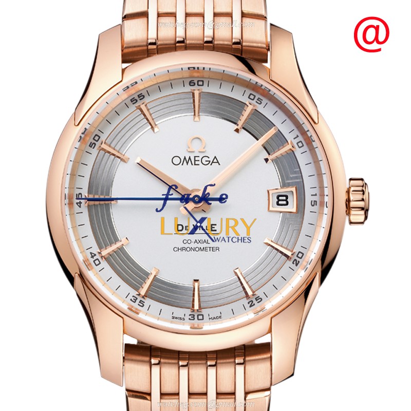 Omega 431.60.41.21.02.001 DE VILLE Automatic 18kt Rose Gold Replica Watch - Swiss Movement, Silver - Luxury Replica Watch