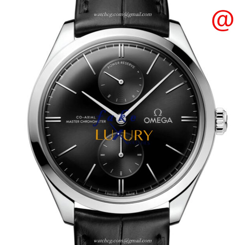 -435.13.40.22.01.001-OMEGA-Replica-Watch-MW-Stainless-Steel-Black-Dial-Alligator-Strap - Luxury Replica Watch