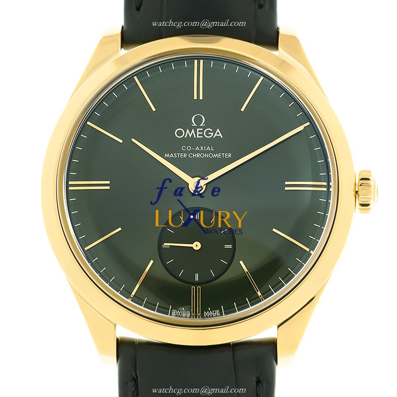 Omega 435.53.40.21.10.001 DE VILLE Manual Wind 18kt Yellow Gold Replica Watch, Green Dial - Luxury Replica Watch