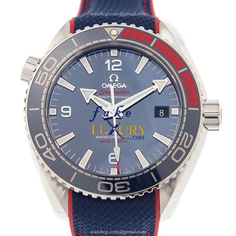 Omega 522.32.44.21.03.001 Automatic Stainless Steel Replica Watch - Blue Dial - Rubber Strap - Luxury Replica Watch