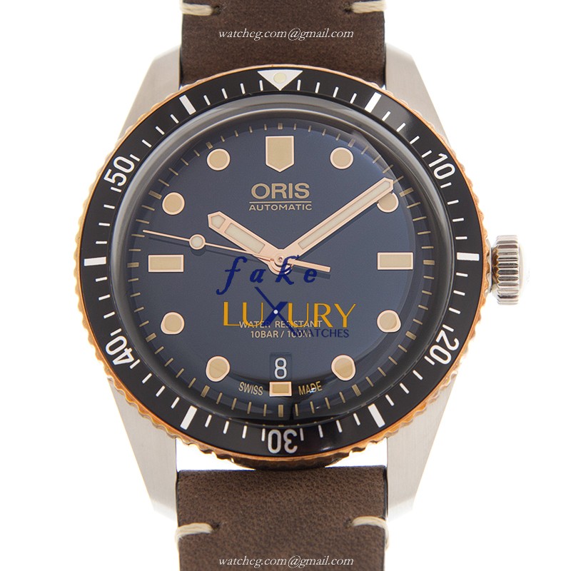 Oris 01 733 7707 4354-07 5 20 55 Replica Watch, Black Dial, Steel Case, Brown Leather Strap - Luxury Replica Watch