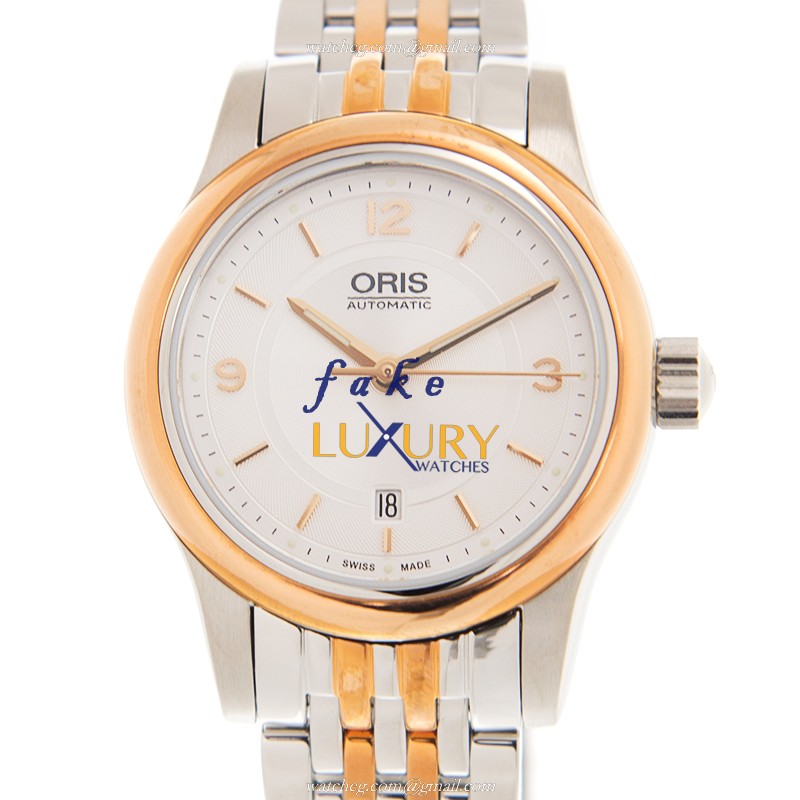 Oris 561 7650 4331 8 14 63 Classic Date Replica Watch, Automatic Movement, White Dial, Gold-Plated - Luxury Replica Watch