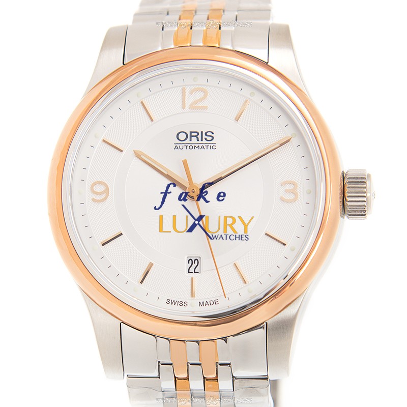 7337594433182063 - Oris Classic Date Replica Watch - Automatic Silver Dial Gold-Plated Steel - Luxury Replica Watch