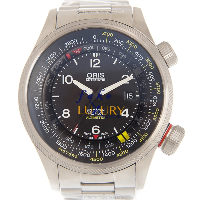 Oris 733 7705 4164 8 23 19 AVIATION Replica Watch, Automatic Movement, Black Dial, Steel Bracelet - Luxury Replica Watch