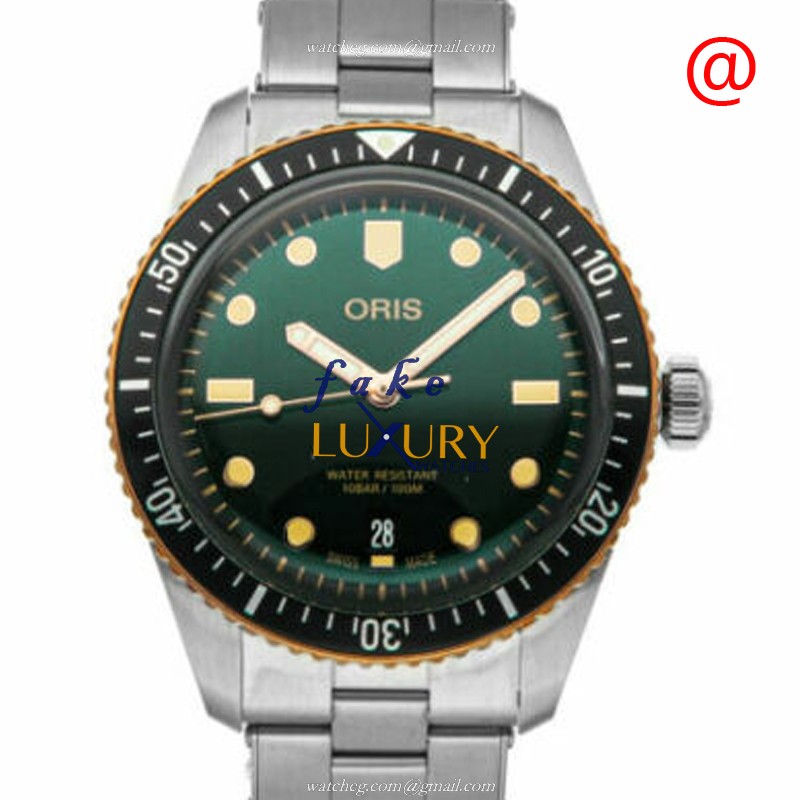 Oris 733 7707 4357-07 8 20 18 DIVERS - Replica Watch - Automatic - Steel Case - Green Dial - Silver - Luxury Replica Watch