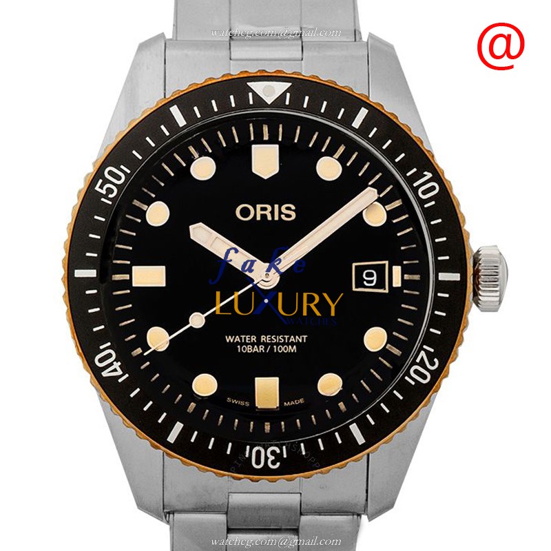 Oris DIVERS Replica Watch 733 7720 4354-07 8 21 18 Automatic Black Dial Steel Bracelet - Luxury Replica Watch