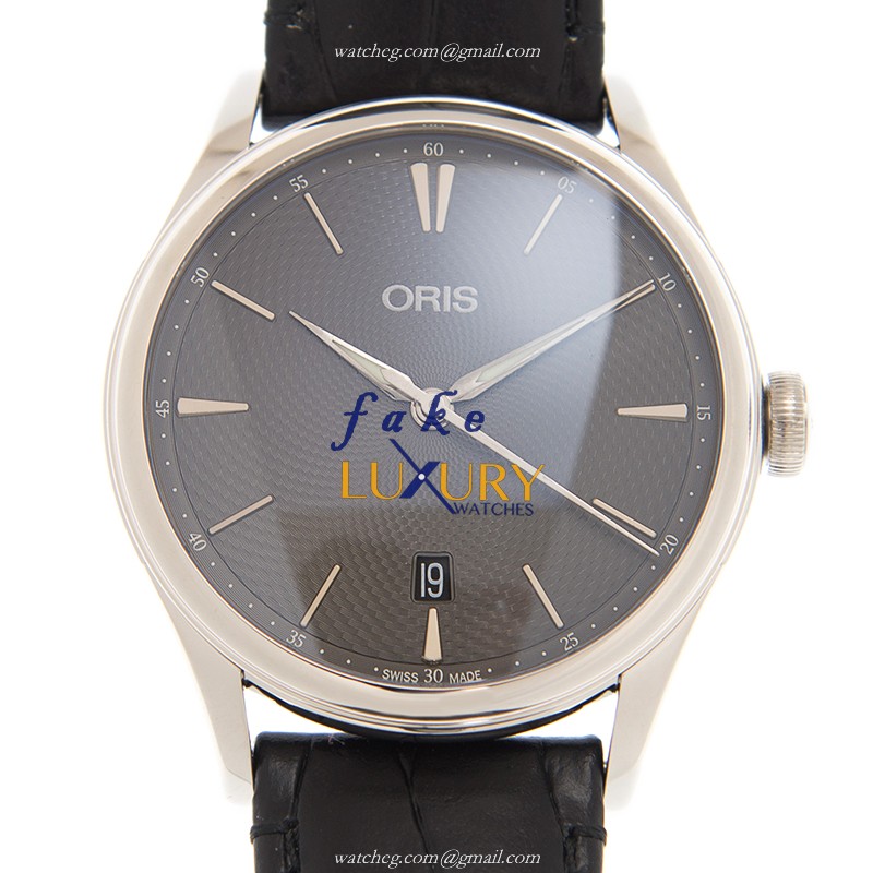 Oris 733 7721 4053 5 21 64 FC - Replica Watch - Automatic - Gray Dial - Steel Case - Black Leather - Luxury Replica Watch