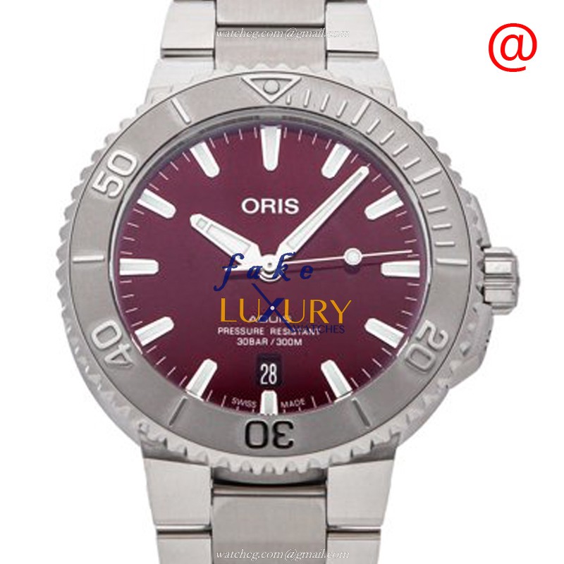Oris 733 7766 4158-07 8 22 05PEB Aquis Replica Watch With Automatic Movement, Red Dial, Steel - Luxury Replica Watch