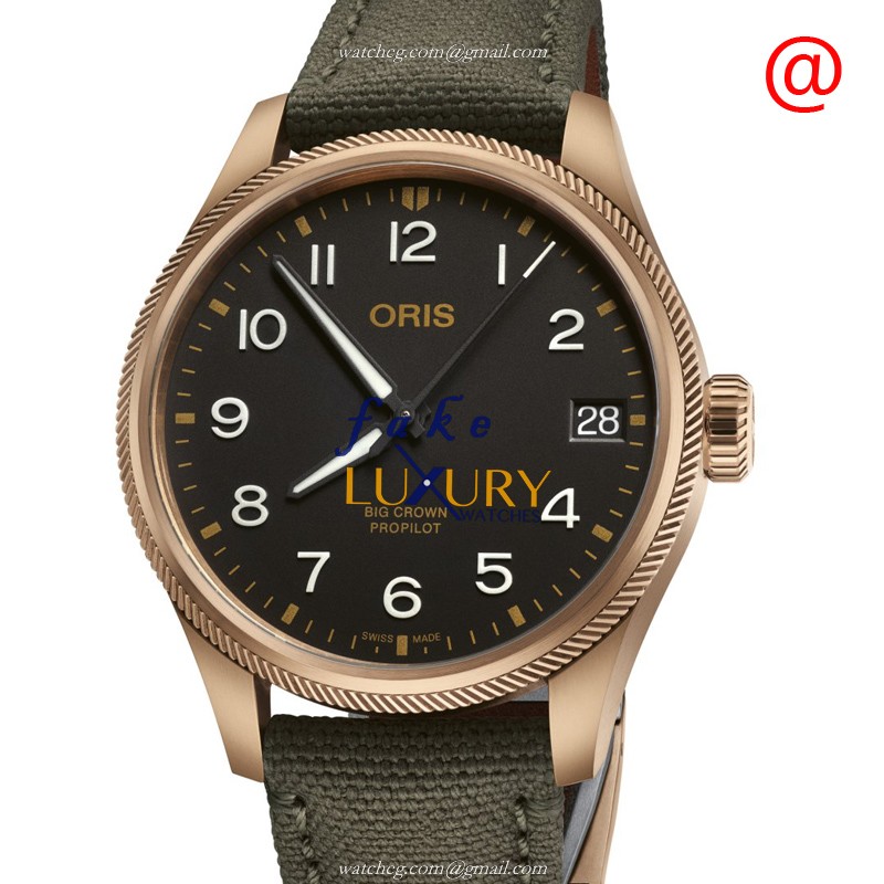 751 7761 3164-07 3 20 03BRLC - Oris Big Crown Replica Watch - Bronze Automatic - Black Dial Green - Luxury Replica Watch
