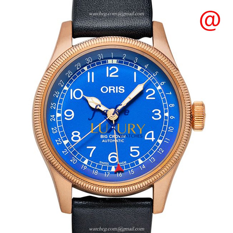 Oris 754 7741 3185-SET Big Crown Replica Watch With Automatic Movement, Blue Dial, Bronze Case - Luxury Replica Watch