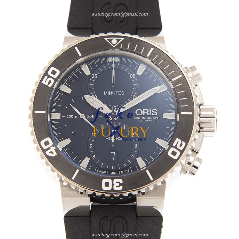 Oris 774-7655-4154 4 26 34 EB Replica Watch, Black Dial, Steel Case, Rubber Strap, Automatic - Luxury Replica Watch