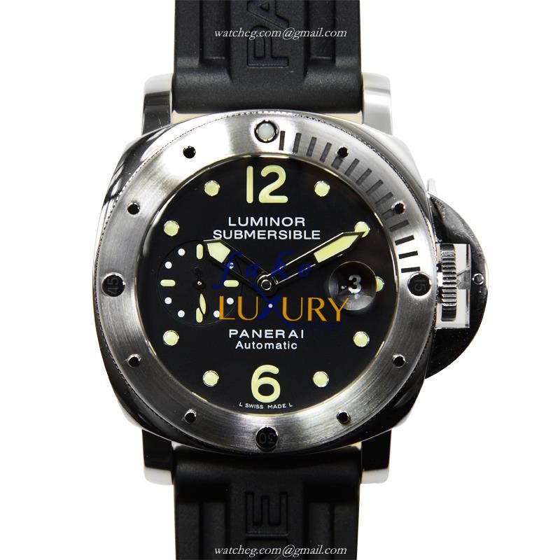 Panerai PAM00024 Luminor Automatic Replica Watch - 44mm Steel Case Black Dial Rubber Strap - Luxury Replica Watch