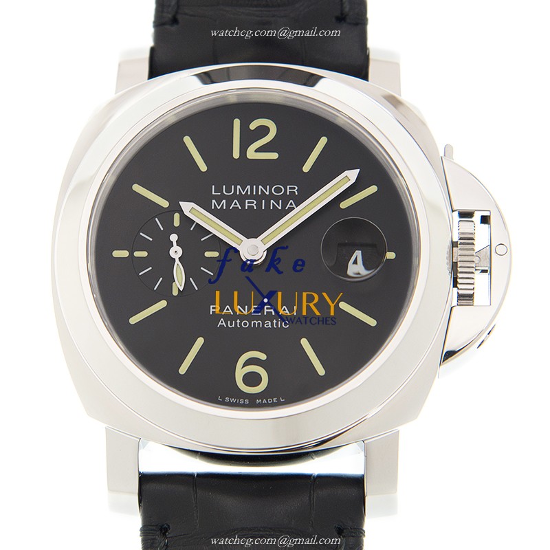 Panerai Luminor PAM00104 Automatic Stainless Steel Black Dial Alligator Strap Replica Watch - Luxury Replica Watch