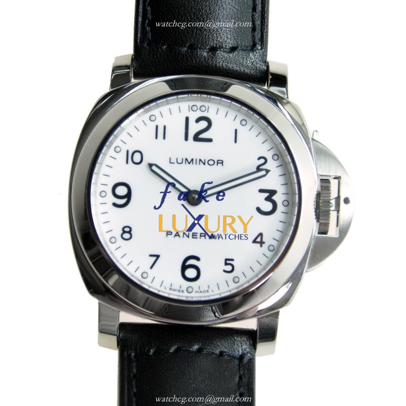 Panerai PAM00114 - LUMINOR Manual Wind - Stainless Steel - White Dial - Black Cowhide - Sapphire - Luxury Replica Watch