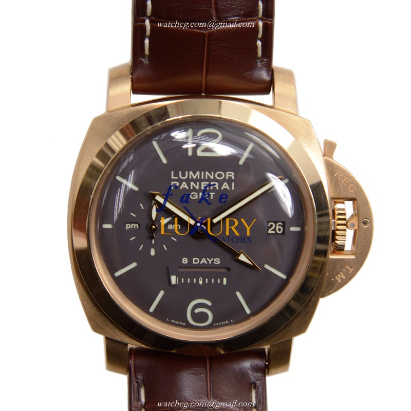 Panerai PAM00289 LUMINOR Manual Wind 18kt Rose Gold Replica Watch - Dark Grey Dial, Brown Alligator - Luxury Replica Watch