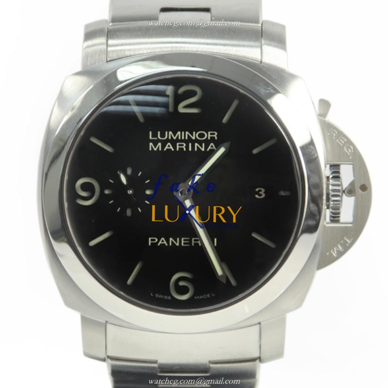 Panerai PAM00328 LUMINOR Auto Stainless Steel Replica Watch, Swiss Movement, Black Dial, Silver - Luxury Replica Watch